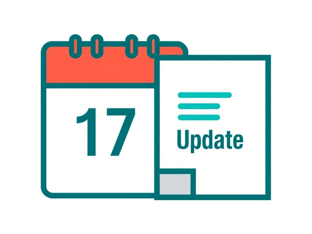 Calendar cu o pagină marcată, simbolizând o actualizare a politicii