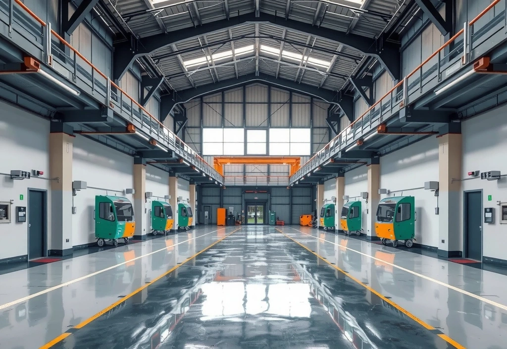 Imagine abstractă a unei hale industriale curate